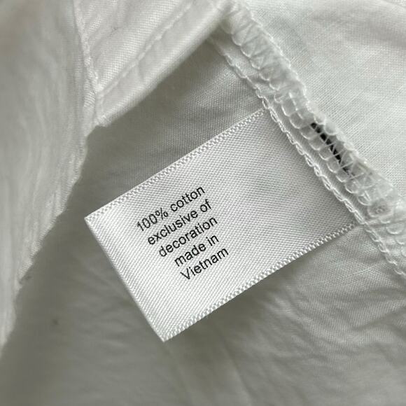 Lane Bryant White Navy Cotton Embroidered Button Up Shirt Womens 18/20 - Picture 3 of 5